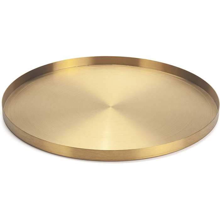 DOKOT Round Stainless Steel Serving Tray Gold, Jewelry and Makeup Organizer/Candle Tray Gold (32 cm)