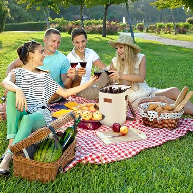 Kato Tirrinia Insulated Wine Cooler Bag, 4 Bottle Cooler Bag Wine Bag Beverage Bags with Handle and Adjustable Shoulder Strap, Gift for Wine Lovers for Picnics, Parties, Beach