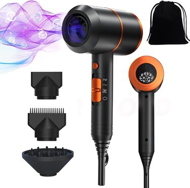 Іонізатор для волосся: потужний туристичний фен для дому, салону та подорожей, з функцією гарячого/холодного повітря