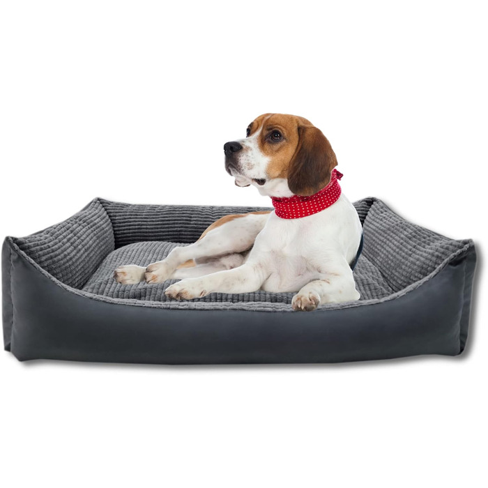 Odolplusz XXL - Dog bed for large dogs - Dog cushion - Dog sofa with reversible cushions | Removable and washable cover [   ] (Graphite cord, L 100 x W 70 x H 19 cm)