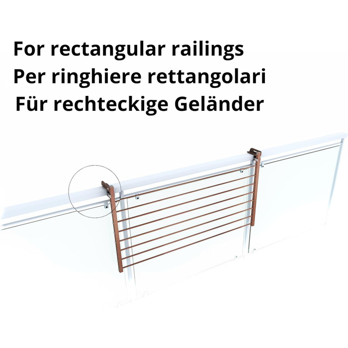 Сушарка для білизни Foxydry Duo для балкона, тераси та перил з нержавіючої сталі та алюмінію, коричнева, 102 см