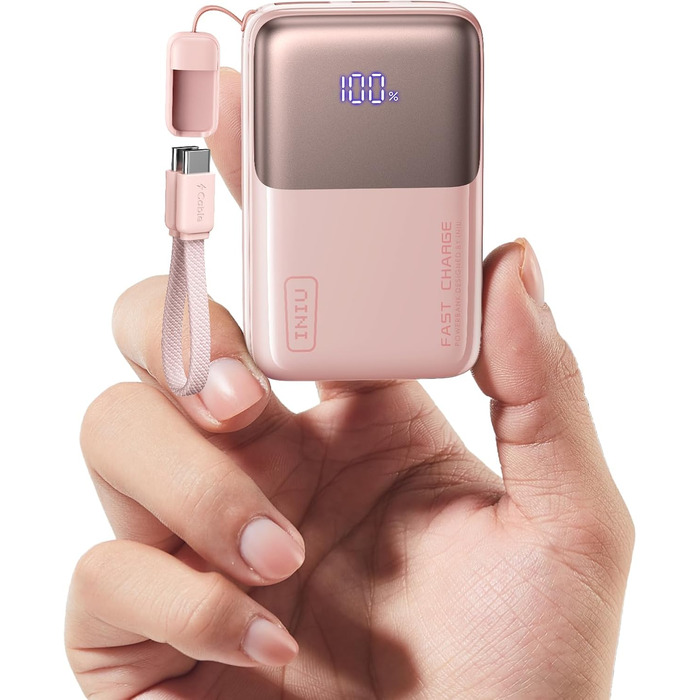 Power Bank INIU 45W 10000mAh рожевий: зарядка для ноутбука, iPhone, Samsung, MacBook, iPad. USB-C вхід/вихід, компактний, висока швидкість