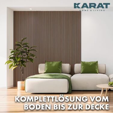 Акустичні настінні панелі KARAT з натурального шпона горіха (Black Walnut) — декоративна рейкова стіна з дерева та фетру для звукоізоляції та шумопоглинання, 275 x 27 см