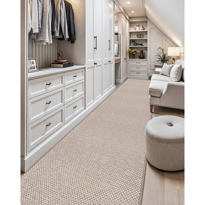 Килимок для дому COLOR&GEOMETRY, 91 x 243 см, довгий килимовий доріжка, антиковзаюча, швидковисихаюча, для кухні, спальні, коридору (Бежевий)