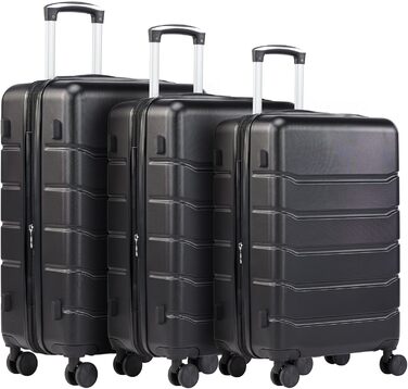 Набір валіз DUMOS 3шт. з жорстким корпусом (Hartschalenkofferset) – чорний, з телескопічною ручкою та замком