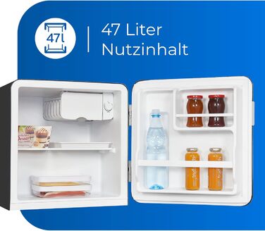 Mini холодильник Exquisit CKB45-0-031F чорного кольору: 47 л, ретро стиль, без морозильної камери