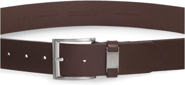 Чоловічий шкіряний ремінь BOSS Connio з логотипом та металевими деталями (105, Коричневий)