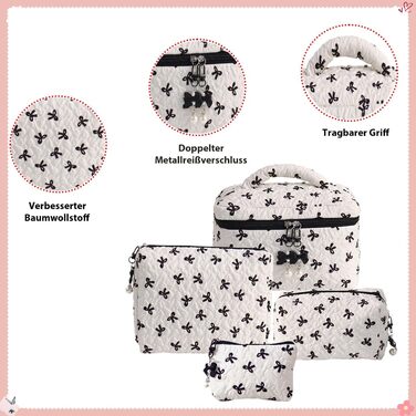 Набір косметичок з квітами для дівчат, дамські культбагелі, степкова косметичка для макіяжу, бавовняний набір культбагелів, косметичка з бантиком, естетичний стиль Clean Girl