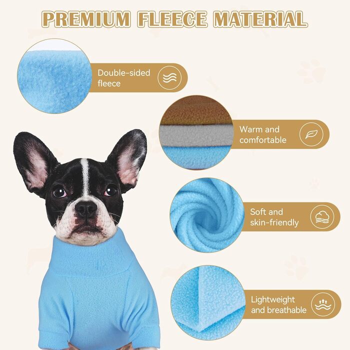Dog sweater for medium-sized dogs, fleece, turtleneck, soft, warm, dog sweater, dog clothing, medium-sized dogs, boys, girls, pet (Gray + Blue + Coffee Brown, M)