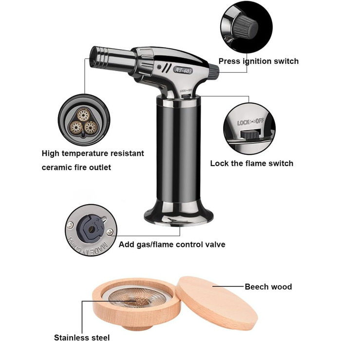 Набір для копчення коктейлів: з факелом, 8 смаків, тріски, ліхтарик, форма для льоду, аксесуари для віскі, інфузія, коктейлі