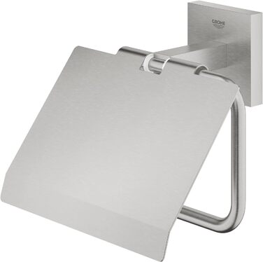 Тримач для туалетного паперу з кришкою GROHE Start Cube, приховане кріплення, колір SuperSteel, метал, 41102DC0