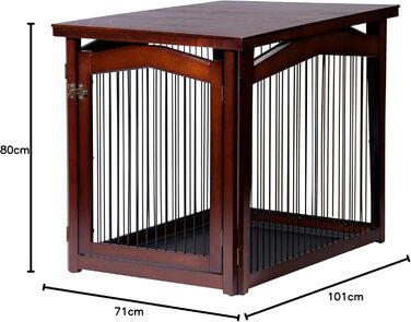 Дерев'яний вольєр для собак Dobar® розмір M з функцією столу - вольєр-будка для собак, 83 x 55 x 59 см, білий (коричневий, L 101 x B 71 x H 80 см)