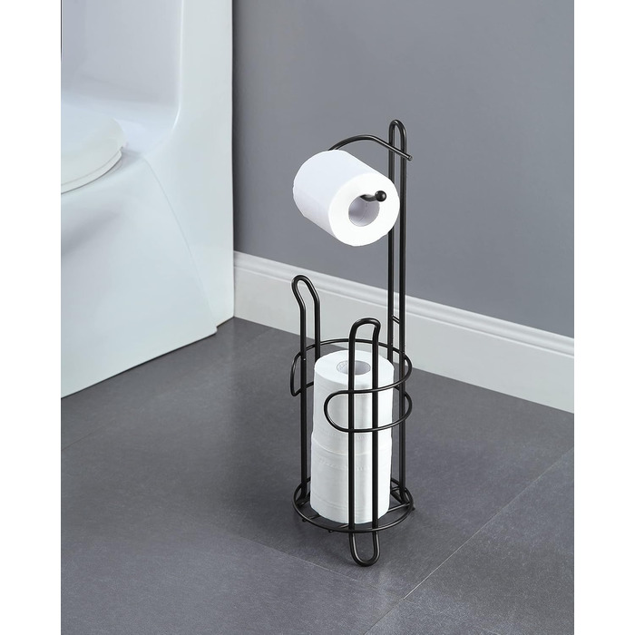 Тримач для туалетного паперу SunnyPoint з відсіком для запасних рулонів, чорний хром