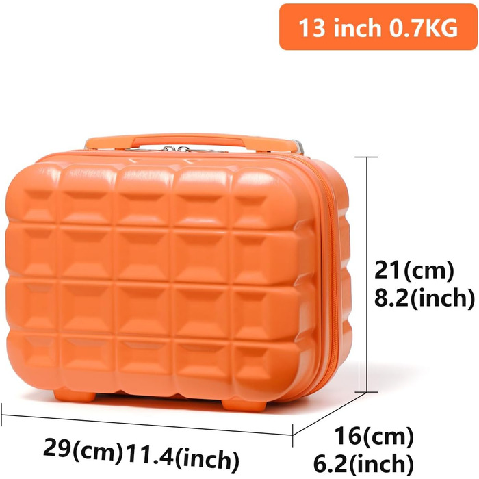 Валіза KONO середнього розміру на 4 колесах, 62x43x26 см, з TSA замком, ABS, помаранчевий