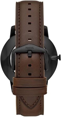 Годинник Fossil для чоловіків The Minimalist 3H, кварцовий механізм, 44 мм, корпус зі срібної нержавіючої сталі, шкіряний ремінь, FS5439 (Dunkelbraun)