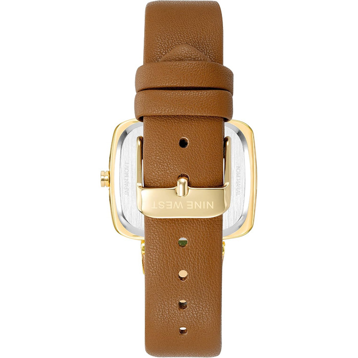 Жіночий наручний годинник Nine West зі шкіряним ремінцем (Honey Brown/Gold)