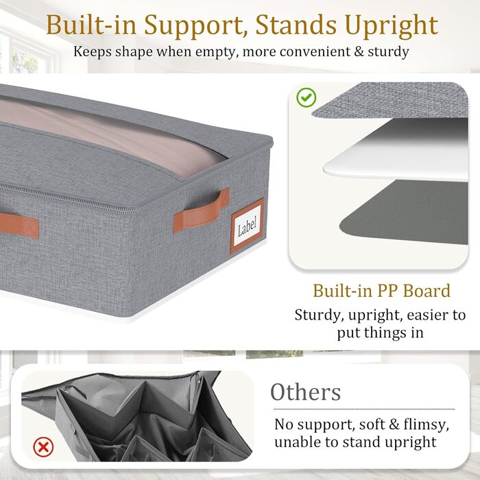 Підліжкові комоди Yawinhe (2 шт.) з прозорим кришкою, сірі, 80x40x15 см - органайзери для зберігання під ліжком