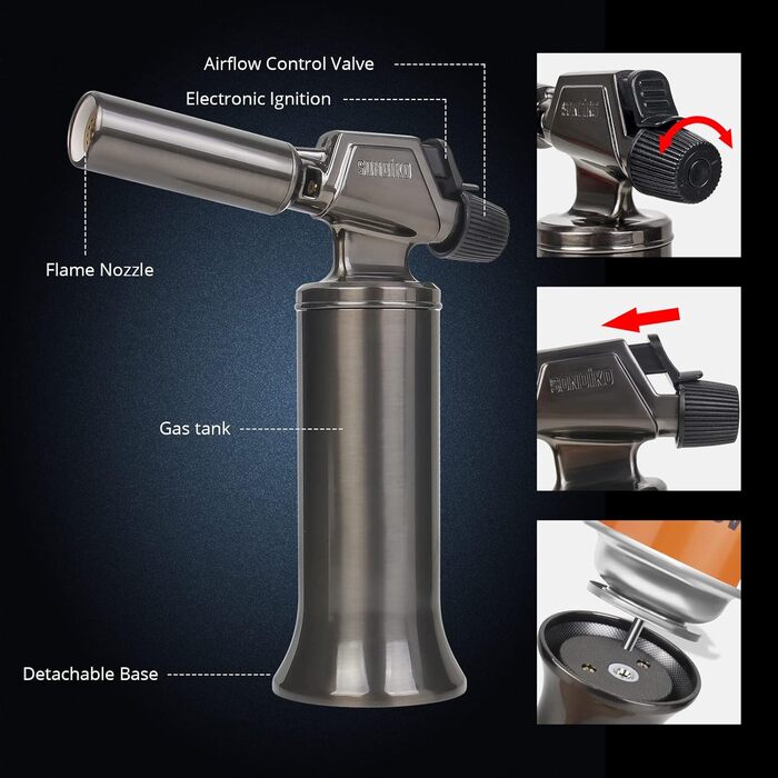 Професійний газовий пальник Sondiko SW-801 Pro для паяння та зварювання, з регулюванням полум'я та вітростійкістю (без бутану)