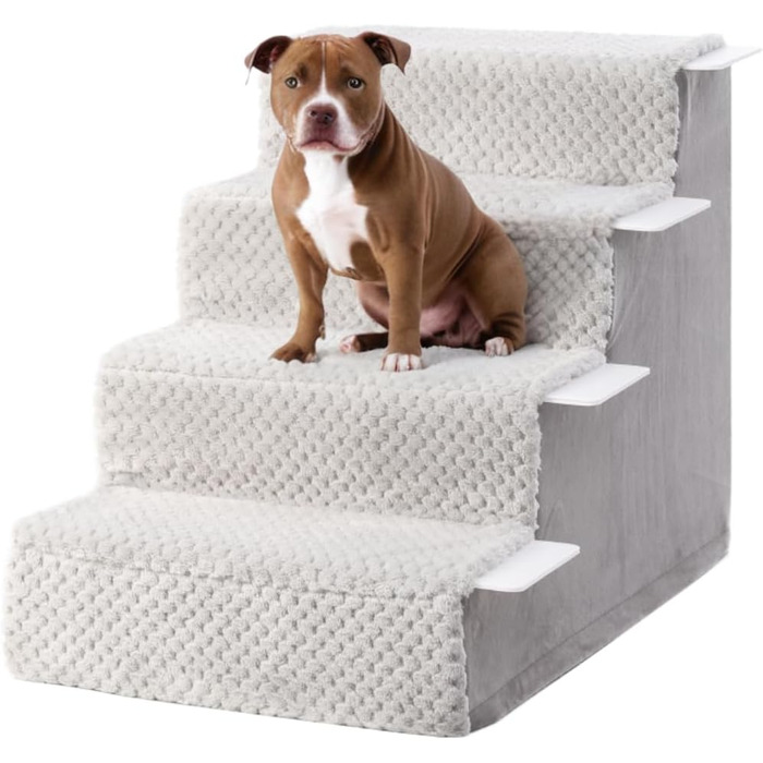 KSIIA Dog Stairs for Small Dogs 44cm High, Pet Stairs with Removable Washable Cover, Cat Stairs for Elderly Cats and Dogs, Non-Slip Dog Ramp Dog Stairs for Bed Sofa, Grey