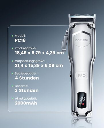 Професійна тиха машинка для стрижки собак Oneisall з довгим хутром та густою шерстю, знімні леза з нержавільної сталі, для собак, котів, коней, час роботи 4 години