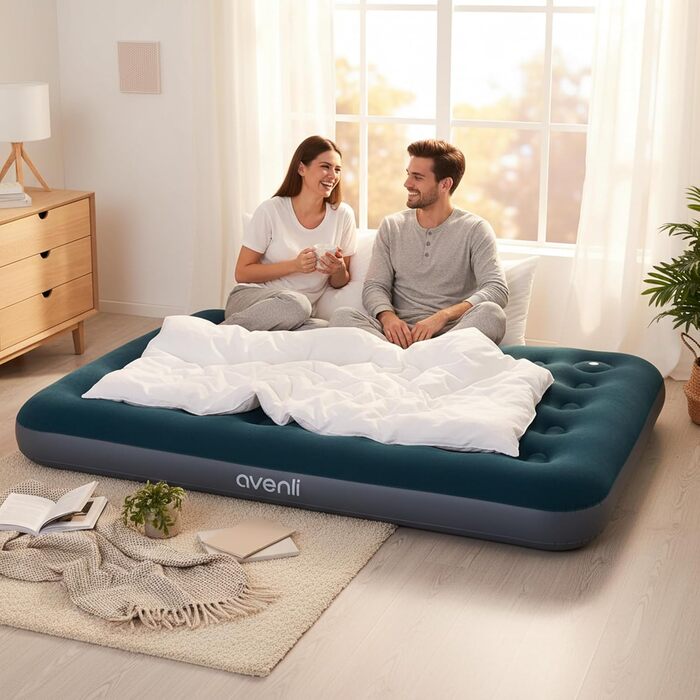 Надувна матрац-ліжко AVENLI для кемпінгу та дому (191x137x22 см) з вбудованим насосом для 1 особи