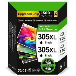 Картриджі для принтера HP 305 XL чорний (комплект 2 шт), сумісні з HP DeskJet 2700, 2710e, 2720e, 2800e, 2810e, 2820e, 4100, 4120, Envy 6000, 6020e, ресурс 750+ сторінок