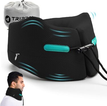 Joscoal Neck Pillow Travel, Comfortable Travel Pillow Car Headrest Luxurious Airplane Chin Support Travel Pillow Memory Foam Support Function Ideal for Travel Office Cars. Size M (34-40cm Neck Circumference), Black