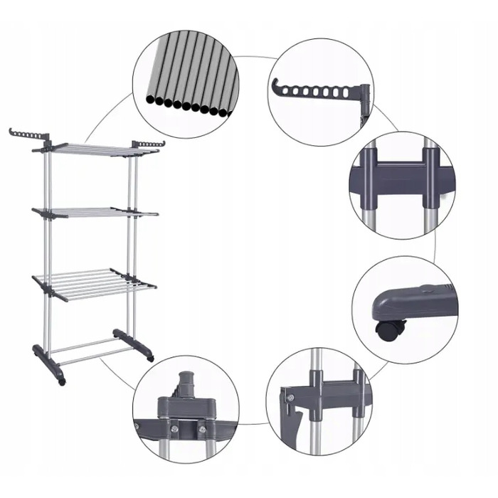 Велика вертикальна сушарка для білизни та одягу, підлогова складана, висока