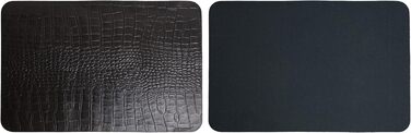 Підкладка для столу зі шкіри, 2 шт. XXL, з ковриком для миші, чорна, з натуральної шкіри кокосового горіха