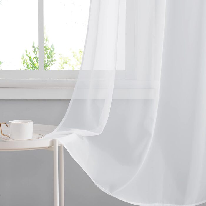PONY DANCE Outdoor Curtains Waterproof 2-Piece Set H 213 x W 137 cm Outdoor Curtains White Transparent Gazebo Curtains with Removable Loops Outdoor Curtain Terrace