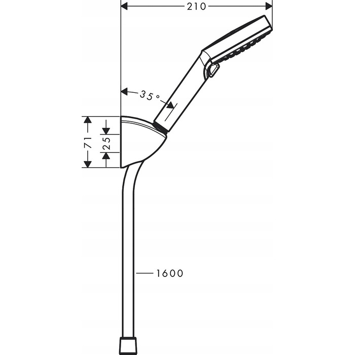 Душова лійка Hansgrohe кругла, срібляста, зі шлангом 160 см, EcoSmart