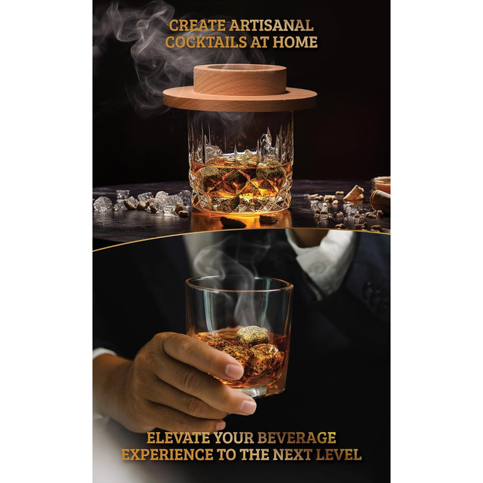 Набір для копчення віскі: коктейлі, бурбон, сир, м'ясо. З факелом та рецептами. 4 смаки, без бутану