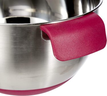 Metaltex 23514610080 Mixing Bowl, 2.8 l, non-slip, stainless steel, silver and pink, 20 x 20 x 11.5 cm
