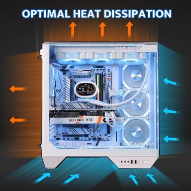 darkFlash DY470: Корпус для ігрового ПК Full-Tower ATX з 4 PWM-ARGB вентиляторами, сумісний з RTX 40, білий
