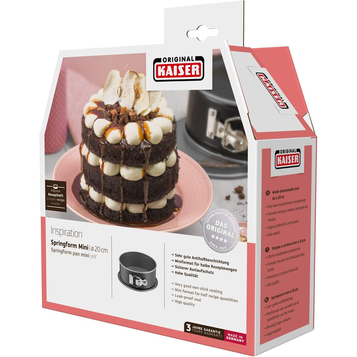 Форма для випічки Kaiser Mini Springform 18 см, антипригарне покриття, для маленьких порцій, підходить для фритюрниці, Ø 18 см