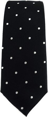 Краватка TigerTie шовкова вузька з візерунком в крапку (Чорно-біло-срібна)