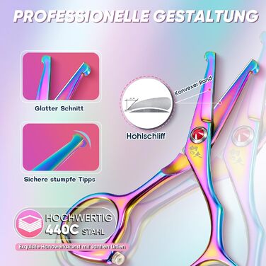 Професійна ножиця для грумінгу собак Chunker, для середніх та великих порід, з нержавіючої сталі 440C, кольорова (Rainbow-small)