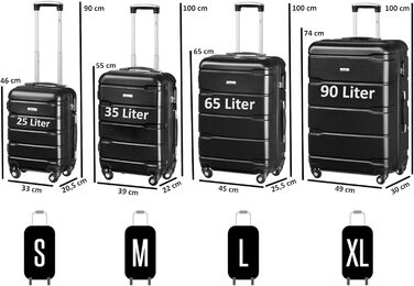 Набір валіз Zelsius 4 шт. чорного кольору | ABS, з кодовим замком, 4 колеса, внутрішній роздільник | Валізний набір 4 шт., Trolley, велика валіза, Luggage Set, ручна валіза чорна 4 шт.
