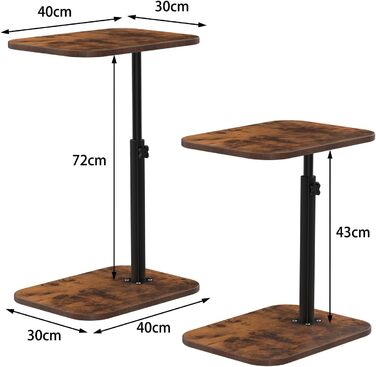 Стіл для ноутбука в ліжко, комп'ютерний стіл, Lapdesk, складний Betttisch, регульований кут 360°, знімний, портативний, для книг (40 x 30 x 80 см, C-подібний, горіла дерев'яна поверхня)