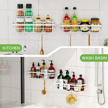 Поличка для душу Uamector без свердління - 2 шт. (білий, нержавіюча сталь)