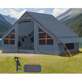 Надувний кемпінговий намет Glamping для 4 осіб сірий 2025: швидке встановлення, захист від дощу та москітної сітки