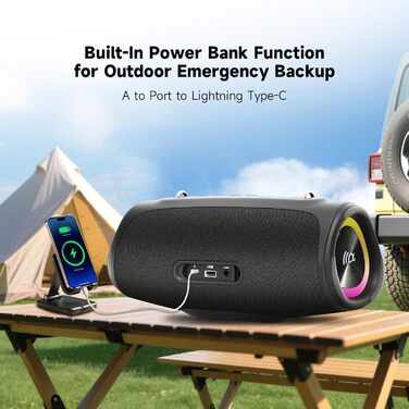 TAZATA Bluetooth колонка портативна 90W з Power Bank, USB, водонепроникна для вечірок, пляжу, басейну
