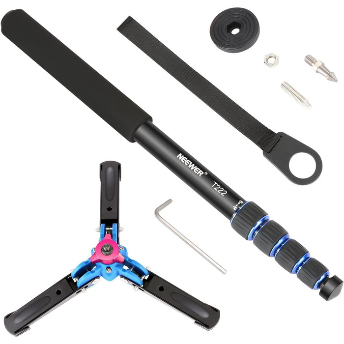 NEEWER Монопод 155 см для камери: легкий, портативний, з адаптерами 1/4' та 3/8' для DSLR та Camcorder, максимальне навантаження 8 кг
