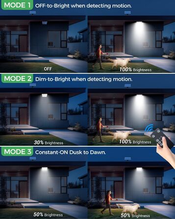 LOTMOS 2 Pack Solar Lights for Outdoor with Motion Sensor, 342 LED Outdoor Light Solar IP65 Waterproof Solar Spotlight 3 Modes with Remote Control, Solar Lamp Outdoor for Garden Garage Exterior