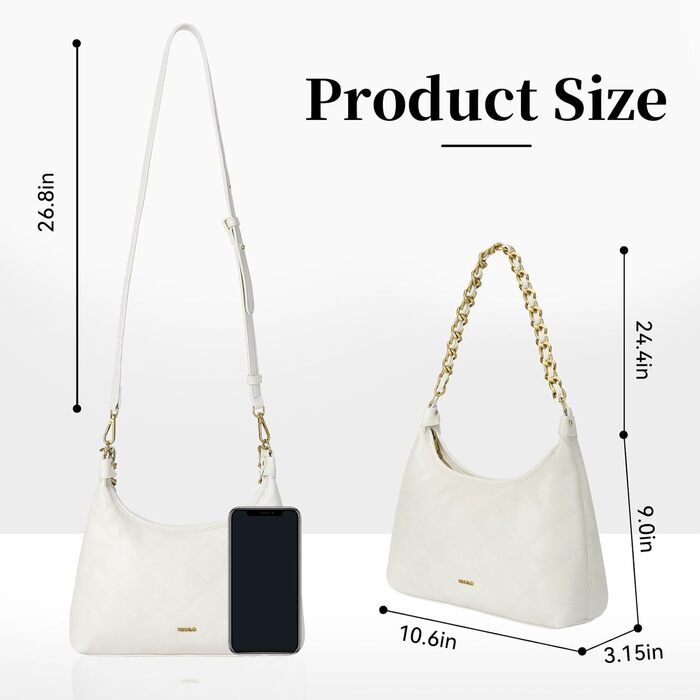 Сумка жіноча через плече крос-боді, PU шкіра, біла - трендова міні сумка-хобо для побачень, вечірок, прогулянок