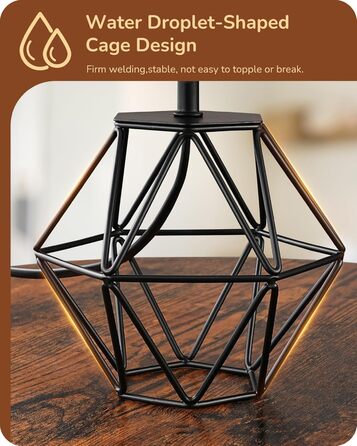 EDISHINE Настільна лампа, сучасний індустріальний дизайн, цоколь E14, вінтаж, для спальні/вітальні, білий & золотий (ротанг + чорний)