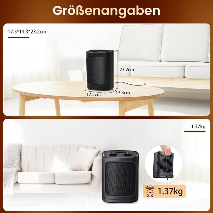 COWSAR Масляний радіатор обігрівач: енергозбереження, швидкий нагрів, 3 режими, захист від перекидання та перегріву, 1200W, для вітальні та спальні (Антрацит)