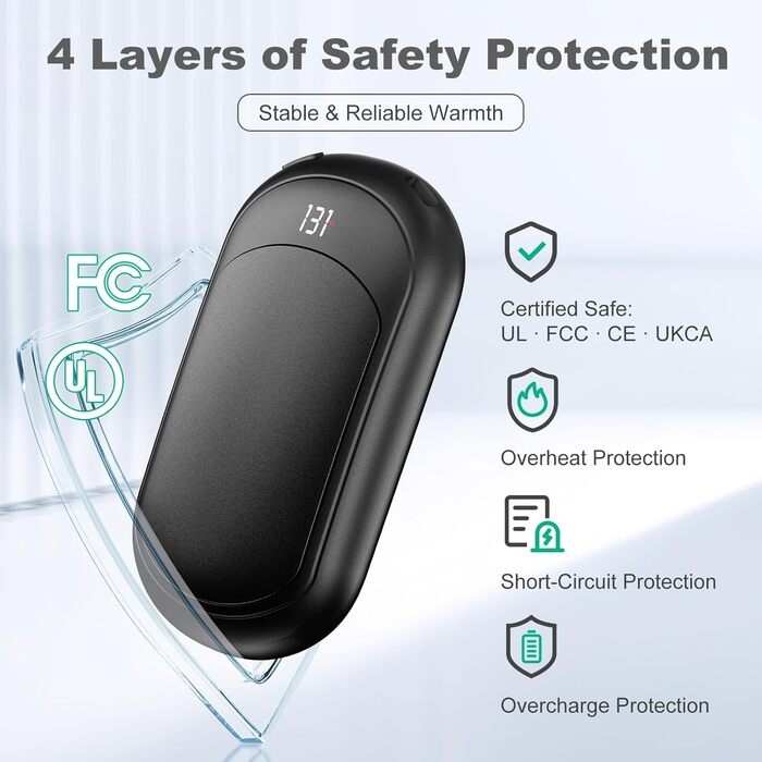 Електричний грілка для рук Macchiatto 2 шт., багаторазовий, 3200mAh, 3 рівні нагріву, до 55°C, чорний