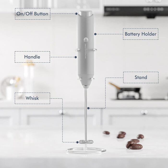 Потужний ручний пінозмішувач для молока: приготування кави, капучино, лате, матча, гарячого шоколаду. З підставкою