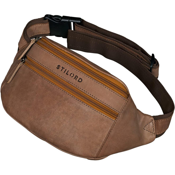 STILORD 'Marian' поясна сумка з натуральної шкіри вінтаж для чоловіків та жінок. Поясна/Hüfttasche для телефону, косметики, камери. Cognac (коньячний) колір. Оригінальний дизайн для подорожей, вечірок, концертів та фестивалів.